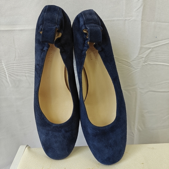 Everlane Women’s 7.5 Day Heel Round Toe Navy Suede Ballet Heels - Picture 9 of 9